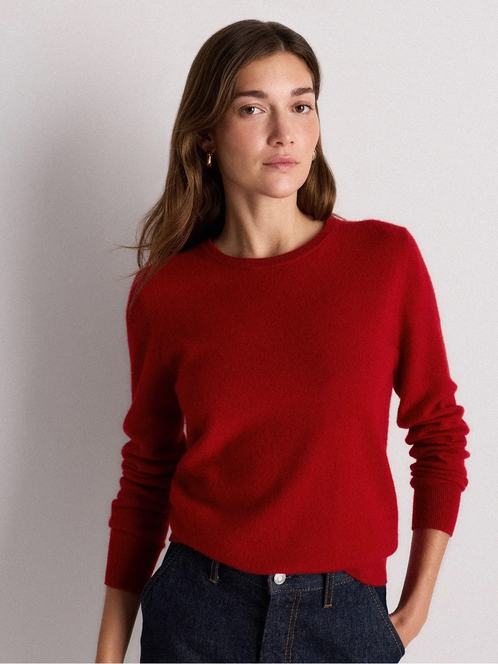Quince 100% Mongolian Cashmere Crewneck Sweater Varsity Red Small